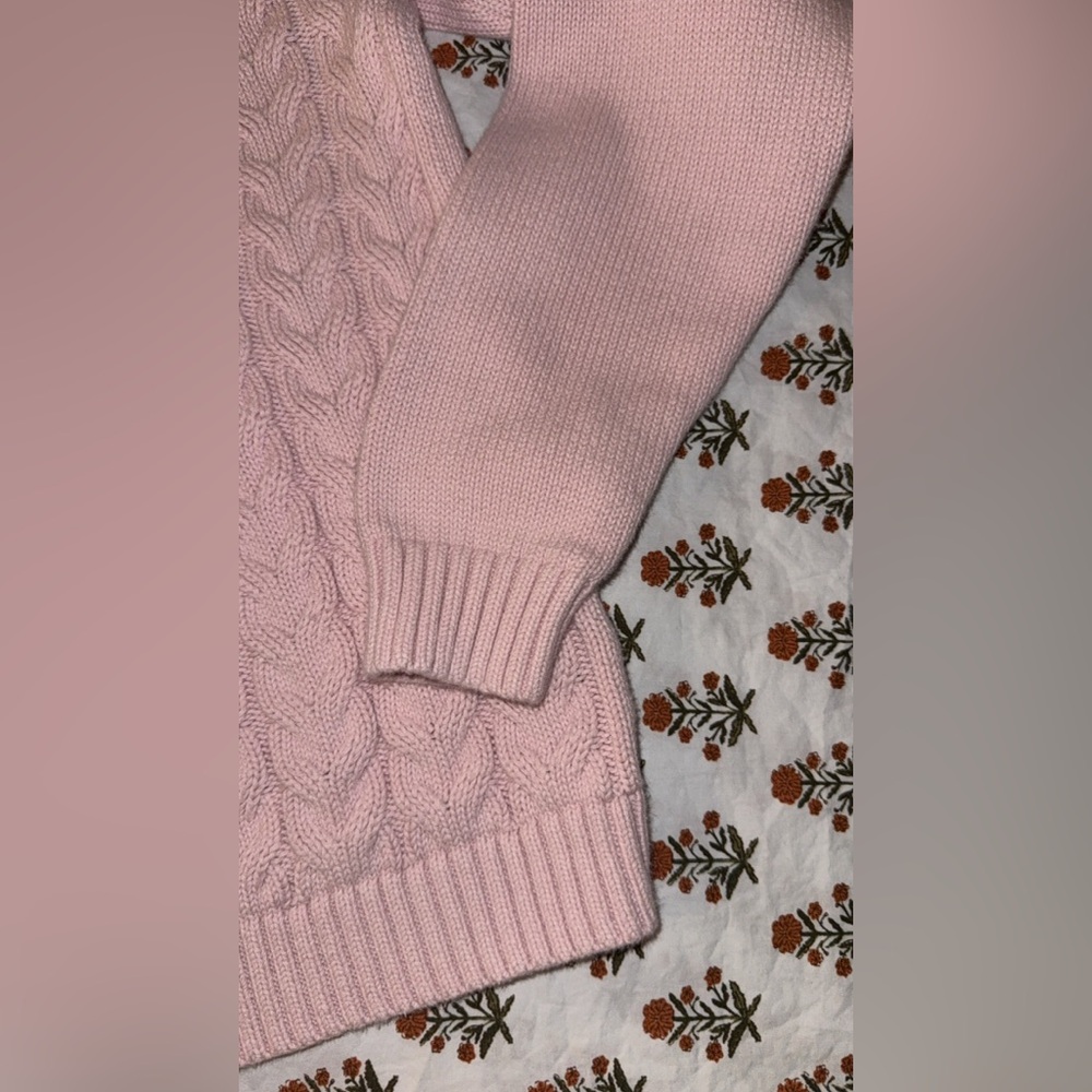 Lands End Pink Cotton Sweater - Picture 2 of 2